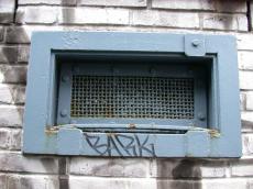 hatch metal painted steel grid wall
