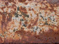 metal rust paint painted holes orange creme white brown