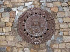 lid street manhole cover stones metal round