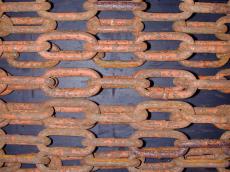 chains chain rusty metal links painted red flakes