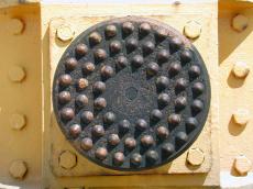 metal plate lid heavy solid black rivets bolts rivet bolt shut