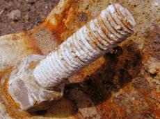 bolt nut rust rusted spiral concrete object orange