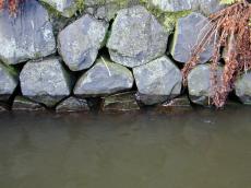 rock water bank rocks moss river riverbank smooth smoothened