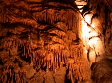 cave chalk stalagtites orange cavern opening