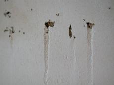 wall plaster plastered hole holes rust worn out down white