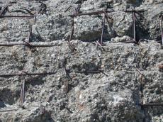 walls concrete eroded metal grid