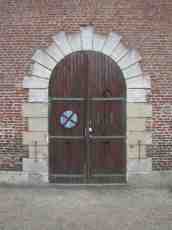 arch door wall bricks double doors