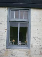 window pane windowpane square blue shutter shutters curtain curtains old crackling paint on wall