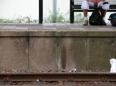 walls concrete texture trainstation feet bench backpack weathered